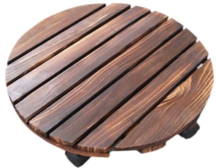 LOVIVER Carrito para macetas de Madera con Base Redonda con Ruedas, Carrito para macetas, Carrito para Plantas para Sala de Estar, balcón, Interior y, 40 Centímetros