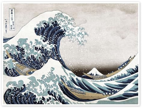 Die große Welle vor Kanagawa Poster von Katsushika Hokusai 70 x 50 cm Blau Wandbilder Wanddeko