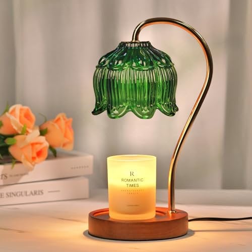 Funistree Dimmable Candle Warmer Lamp with Timer, Birthday Gifts for Women Mum Sister, Anniversay Presents for Her, Green Vintage Lamp Candle Warmer for Jar Candle