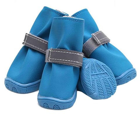 JUSHZ Hundeschuhe Wasserdicht Pfotenschutz Dog Shoes Hund Schuhe Neopren Für Kleine Hunde Winter Outdoor Puppy 4er-Set Mit Abriebfester Anti Rutsch Gegen Hitze wasserdichte (5,Blue)