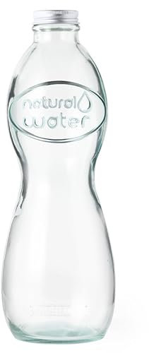 noTrash2003 Carafe d'eau de 1 litre en verre recyclé avec bouchon à vis en métal au look rétro, produit respectueux de l'environnement et durable, fabriqué en Europe