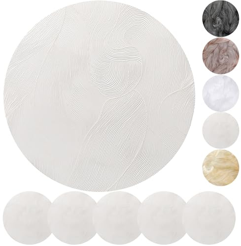 MORAINJAY 6er Set Platzdeckchen Weiß Tischset PVC Ausgehöhlte Platzset Metallische Runde Tischsets, Waschbar Hitzebeständig Rutschfester Platz-Mattenc für Weihnachten Hochzeit Geburtstags Party