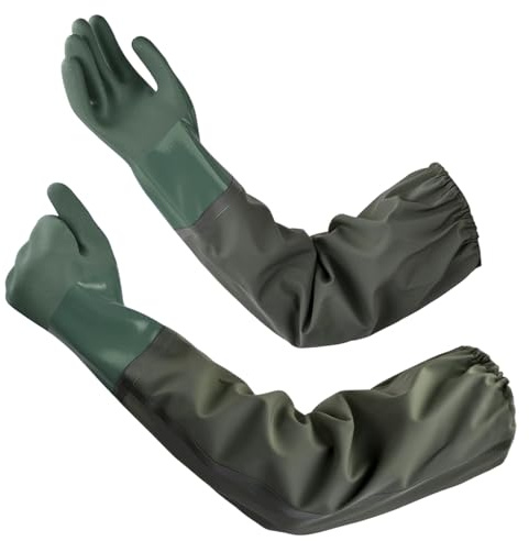 Jortmrd 70cm Gummihandschuhe Lang Teichhandschuhe Wasserdichte Arbeitshandschuhe Gartenhandschuhe PVC Handschuhe zur Abflussreinigung für Gartenarbeit, Fischerei, Aquarium, Maschinenbau