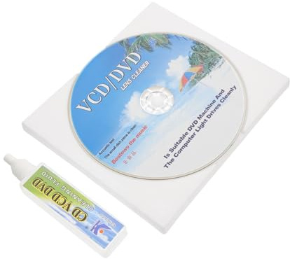 Sewroro 1 Set CD Player Cleaning Kit Disc Cleaner Tool with Cleaning Liquid and Brush for Optimal Playback Performance Removes Dust Fingerprints Enhances Music Quality