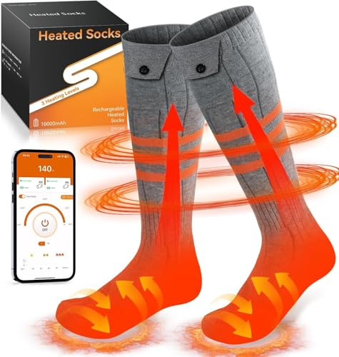 Heated Socks, APP Control Electric Heated Socks for Men Women, Rechargeable Battery Powered Warm Socks, Washable Thermal Socks Foot Warmer for Winter Hunting Skiing Hiking