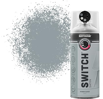 Rust-Oleum Switch 5 in 1 Nozzle Multi Surface Topcoat Decorative Spray Paint Aerosol 400ml Storm Cloud Satin Finish
