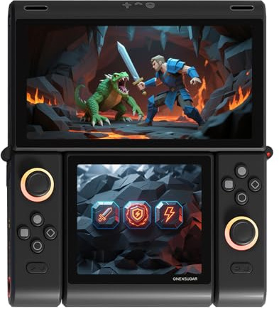 ONE XPLAYER ONEXSUGAR Sugar1 Tablette portable transformable à double écran Android 16 Go de RAM 512 Go de stockage (Noir)
