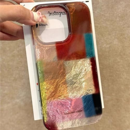 Reownest Handyhülle für iPhone 13/iPhone 14 Hülle, Cute Bunt Dopamin Kariert Muster Aesthetic Design mit Stoßfeste Kratzfeste Soft Case für Mädchen Frauen - Rotbraun