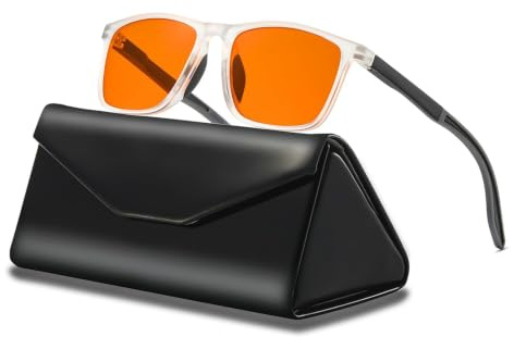 Hubeye TR90 Blue Light Blocking Glasses, Lightweight Gaming Computer Eyewear with Yellow/Red Lenses, Anti Eyestrain Anti Glare UV Protection for Men Women