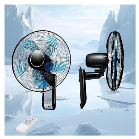 Wall Mounted Oscillating Fan with Remote Control, 3-Speed High Velocity Air Circulation, Timer and Adjustable Tilt for Versatile Indoor and Commercial Spaces