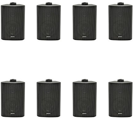 8x Adastra Background Speaker Black 100V 60W PA System