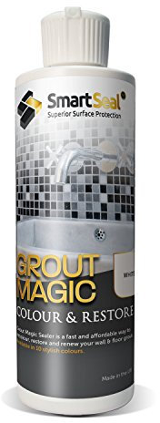 Smartseal Grout Magic - Professional Grade Grout Reviver. Recolour & Seal Old Grouts. Available in 10 Colours. A Grouts Sealer Superior to a Grouts Paint & Grouts Pen - 15year Lifespan - White 237ml