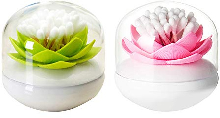 Dofover 2-pack kreativ lotus bomullspinnhållare Q-Tips tandpetare hållare bord dekoration bomull knopp förvaringsbox organiserare