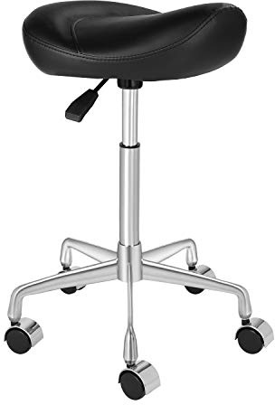 Kaleurrier Ergonomischer Drehsattelhocker mit Rollen, Hydaraulisch, pneumatisch, höhenverstellbar, leicht, für Klinik, Spa, Beauty, Haar, Salon, Massage, Labor, Küche, Zuhause, Büro (schwarz)