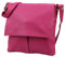 SH Leder Echtleder Umhängetasche Schultertasche Crossover aus Gernarbt Rindleder 26x25cm Kim G182 (Pink)