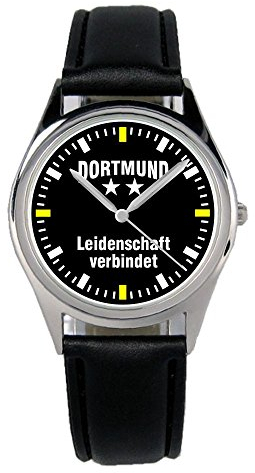 KIESENBERG Armbanduhr Dortmund Geschenk Artikel Idee Fan Damen Herren Unisex Analog Quartz Lederarmband Uhr 36mm Durchmesser B-2274