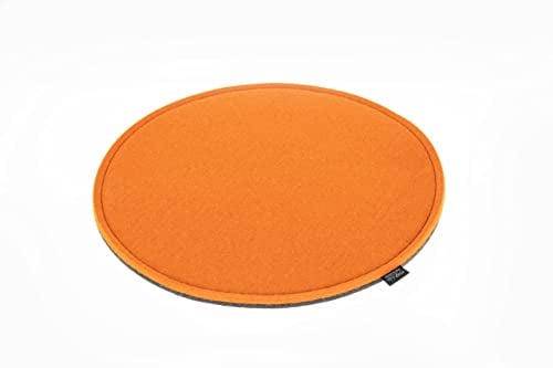 voigtdesign Filz-Sitzauflage - Stuhlauflage - Sitzkissen - Stuhlkissen - Auflage - rund - bi-Color - 2-lagig (D 35 cm, 116 orange)