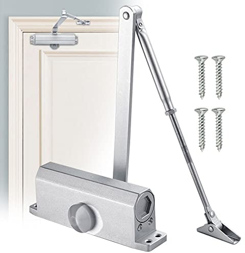 DECARETA Door Closer,Automatic/Auto Spring Hydraulic Adjustable Arm Heavy Duty Door Closer Adjustable Door Closure,with Instruction and 4 Screws for Middle-Weight Door Home or Commercial Use