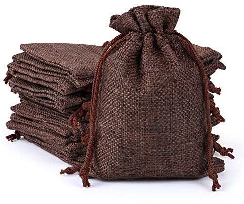 Naler 24 x Jutesäckchen Braun Jute Beutel für Adventskalender Stoffbeutel Natur Säckchen Geschenksäckchen - 10 x 14 cm