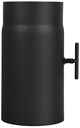 LANZZAS Tubo per stufa da 250 mm con valvola a farfalla, diametro DN 130 mm, colore: nero - altri tubi della nostra gamma.