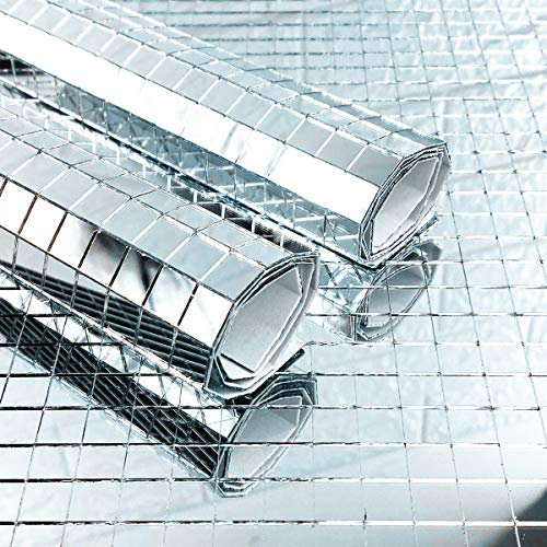 MESOAR 900pcs Silver Mirror Mosaic Tiles DIY Self-Adhesive Craft Mirrors Mosaic Tiles Mini Glass Sticker,1cm by 1cm