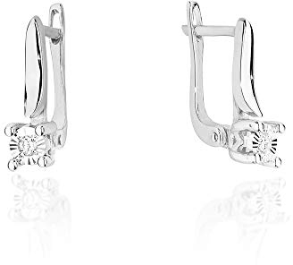 Damen Ohrringe 585 14k Gold Weißgold Ohrhänger Diamant Brillanten