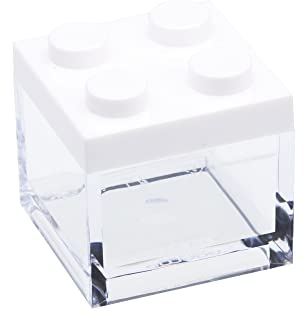 Omada Design Favor Boxes aus Plexiglas, 24 Stück, Ziegelform 5x5x5 cm mit farbigen Deckeln, ideal für 5 Hochzeitsmandeln, Geschenkidee für Zeremonien, Hochzeitsbevorzugungen (24 Stücke Weiße)