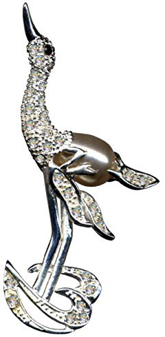 KETTENANHÄNGER Kranich/Echt Silber 925 mit Zirkonia/Jugendstil Design/Steinarbe: klar weiss schwarz/modern cool trendy hip/Online Shop Schmuck kaufen / 51069