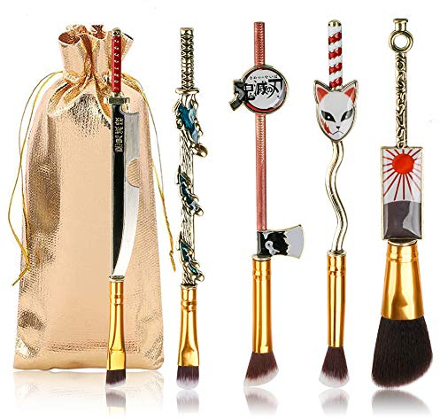 Anime Make-up Pinsel Geschenkset, mit Spiegel, Kamm, für Foundation-Rouge, Lidschatten, Gesichts-Concealer, Eyeliner-Kontur, Puder, flüssige Augen für Mädchen und Frauen (D S)