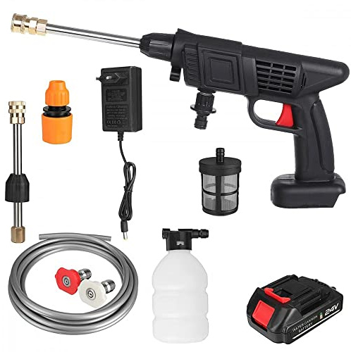 Mediawave Store - Pistola Idropulitrice Wireless con Getto Regolabile ad Alta Pressione, Batteria 24V - Kit Lavaggio: Filtro, Tubo 5mt, Serbatoio e Attacchi - Pulizia Auto, Scooter e Giardino, 345217
