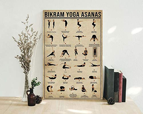 TNND Yoga-Poster Bikram Yoga Asanas Yoga Poster Vintage Poster Wanddekoration Schilder für Homebest Geschenke Metallschild Poster 20,3 x 30,5 cm