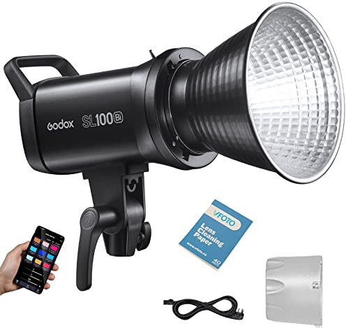 Godox SL100Bi Bi-Color LCD-Panel LED-Videoleuchte Dauerleistung, RI96+ TLCI97+, 2800K-6500K, APP Bluetooth-Steuerung, 120° Abstrahlwinkel， Bowens Mount Studio Light (SL100Bi)