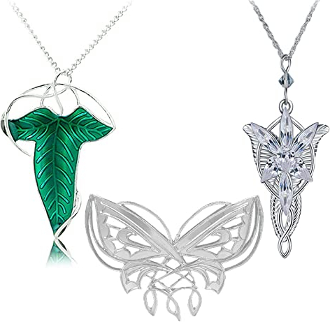 HJYZY 3 Stück Arwens Abendstern Elfengrüne Lorien-Brosche/Halskette Schmetterling Brosche