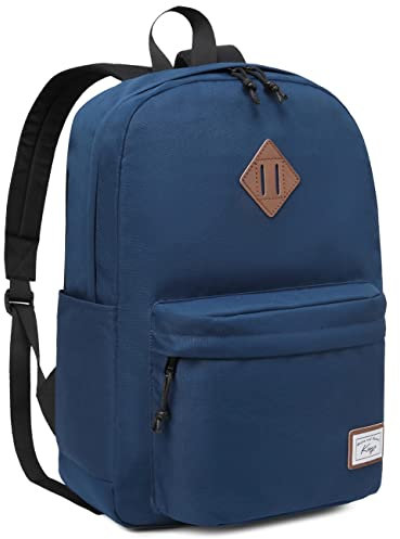 Kasgo Schulrucksack, Klassisches Leichtgewicht Wasserdicht Rucksack Herren Damen Jungen Mädchen Teenager Hochschule Schultasche Casual Daypack für Reise Arbeit Blau