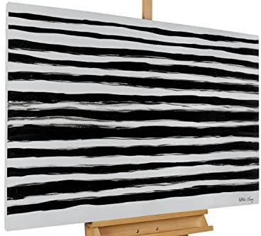 KunstLoft Leinwandbild | 100% HANDGEMALT | 120x80cm | Gemälde 'Two Sides of Life' | Abstrakt | Schwarz-Weiß | Wandbild Wohnzimmer