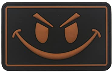 Trayosin PVC Klett Patch Schlechter Smiley Lächelndes Gesicht Morale Tactical Military Bestickter Hook Patch Glühen Im Dunklen Aufnäher (H)
