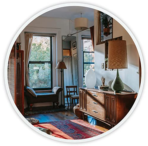 Dripex 50cm Round Mirror, Circle Hanging Wall Mirror - Home Decorative Wall Mounted Vanity Mirror for Bathroom, Dressing Room & Living Room, White