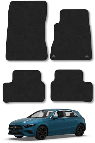 Mercedes A-Class (2018+) Carpet Car Mats | Black Edge Trim Tailored Fit Floor Mats Full Coverage Protection Accessories Easy Clean Anti Slip Made in the UK