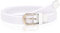 WHIPPY Stoffgürtel Stretchgürtel Elastik Flechtgürtel Geflochtener Elastischer Dehnbarer Gürtel für Damen Herren mit Goldschnalle Breite 2.5cm,weiß,90cm
