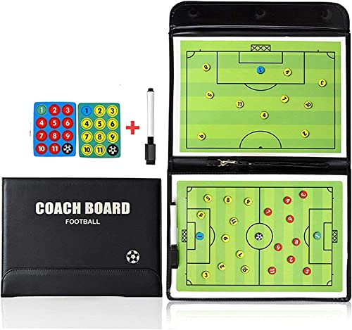 CREADY Taktiktafel Fußball, Taktikboard Fussball, Trainermappe Fußball Taktikmappe Fußball mit Marker Stift enthalten magnetische Chips und Marker