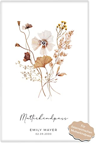 Joli Coon Mutter Kind Passhülle Österreich Herbstblume personalisiert - Mutterkindpass-Hülle Österreich - Mutterkindpass Hülle mit Name
