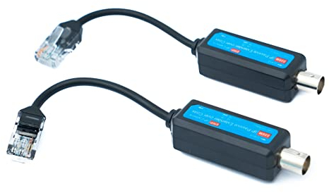 System-S 2 cavi coassiali da 10 cm RJ45 maschio a BNC femmina per fotocamere HD, colore nero