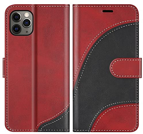 BoxTii Cover per iPhone 11 PRO Max, Custodia in PU Pelle Portafoglio per iPhone 11 PRO Max, Magnetica Cover a Libro con Slot per Schede, Rosso
