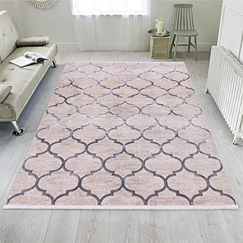 Carpetilla Designer Teppich Kurzflor Wohnzimmer Richmond Vintage Teppich Beige-Grau (200x290 cm)