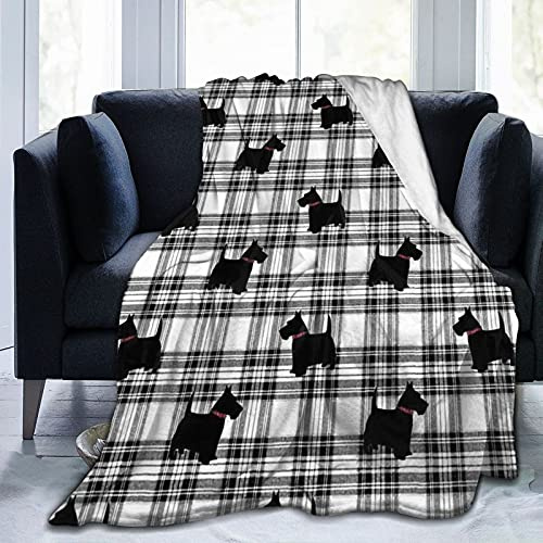 Decke, schottischer Terrier, kariert, Scotty-Hund, ultraweich, warm, für Couch, leichte Bettdecken für Sofa, Stuhl, Schlafzimmer, Wohnzimmer 150 X 125 cm
