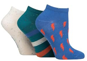 SockShop Ladies Speckled Bamboo Trainer Socks Pack of 3 (UK, Numeric, 4, 8, Regular, Regular, Blue Quartz)