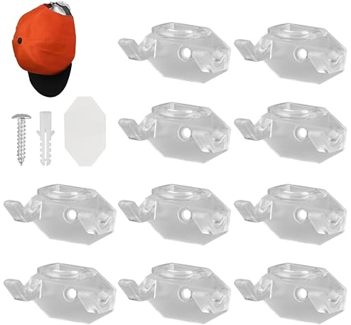 TEKONDA 10 Stück Cap Halterung Wand Mützen Aufbewahrung Kleiderhakenleiste Kappenhalter Cap Halter für Wandmontage Wandmontage Schal Gürtel Haar Krawatte
