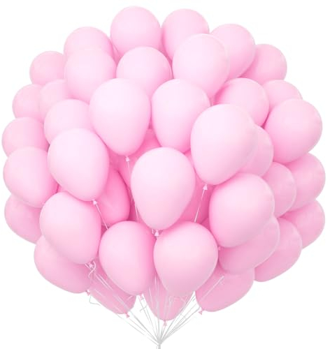 Unisun Palloncini Rosa 100 Pezzi, 12 Pollici Lattice Rosa Baby Pastello Palloncini Confezione per Rosa Tema Kit Arco Palloncini Compleanno Matrimonio Baby Shower Carnevale Eventi Feste Decorazioni