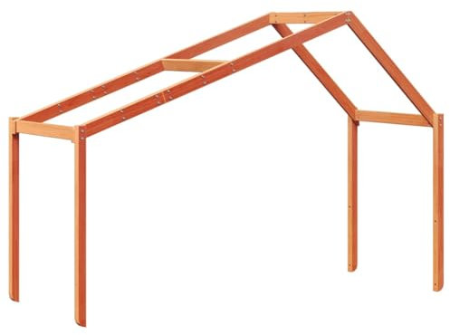 vidaXL Tetto Letto Bambini Marrone Cera 203x80,5x142 cm Massello Pino, tetto per letto, tettoia per letto bambini, baldacchino per letto bambini