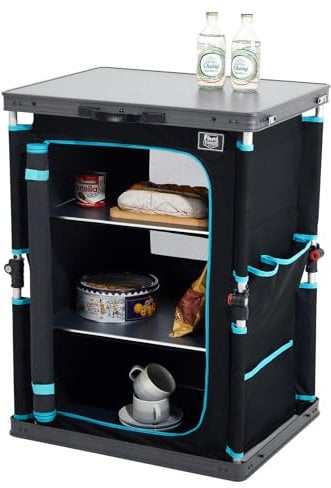TIMBER RIDGE Almacenamiento Compacto para Camping, Unidad de Cocina Plegable para Camping, Muebles de Camping, Armarios de Camping al Aire Libre, 3 Estantes, Marco de Aluminio, Portátil para Jardín